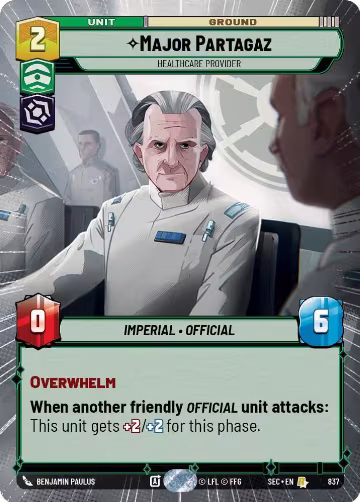 Major Partagaz - Healthcare Provider (Hyperspace Foil) (837), Secrets of Power — Star Wars card price