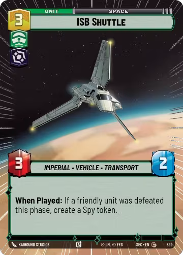 ISB Shuttle (Hyperspace Foil) (839), Secrets of Power — Star Wars card price