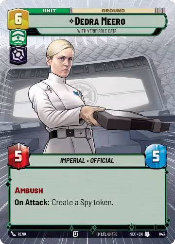 Dedra Meero - With Verifiable Data (Hyperspace Foil) (843), Secrets of Power — Star Wars card price