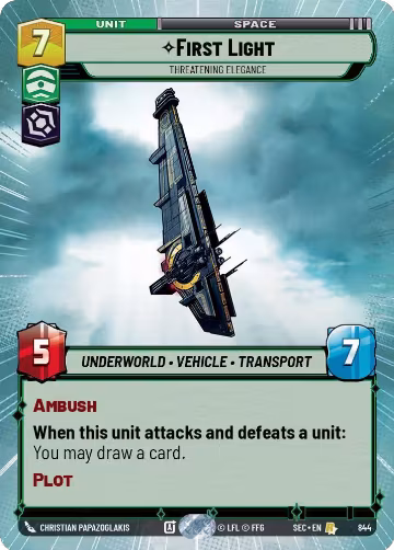 First Light - Threatening Elegance (Hyperspace Foil) (844), Secrets of Power — Star Wars card price