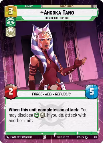 Ahsoka Tano - I Learned It from You (Hyperspace Foil) (852), Secrets of Power — Star Wars card price