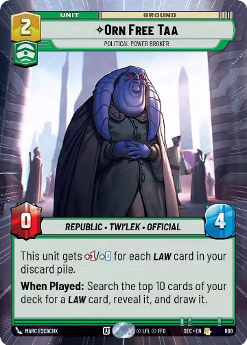 Orn Free Taa - Political Power Broker (Hyperspace Foil) (868), Secrets of Power — Star Wars card price