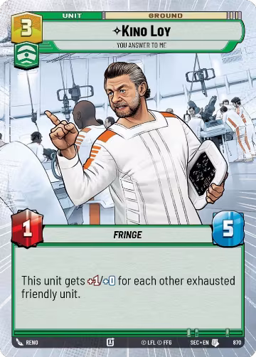 Kino Loy - You Answer to Me (Hyperspace Foil) (870), Secrets of Power — Star Wars card price