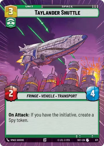 Taylander Shuttle (Hyperspace Foil) (871), Secrets of Power — Star Wars card price