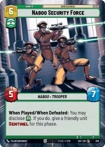 Naboo Security Force (Hyperspace Foil) (876), Secrets of Power — Star Wars card price