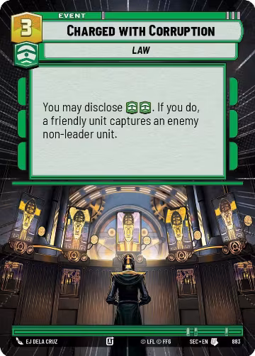 Charged with Corruption (Hyperspace Foil) (883), Secrets of Power — Star Wars card price