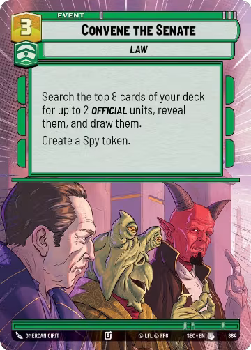 Convene the Senate (Hyperspace Foil) (884), Secrets of Power — Star Wars card price