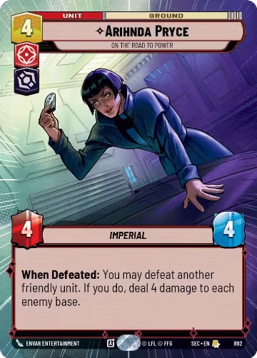 Arihnda Pryce - On the Road to Power (Hyperspace Foil) (892), Secrets of Power — Star Wars card price