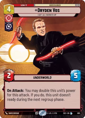 Dryden Vos - I Get All Worked Up (Hyperspace Foil) (893), Secrets of Power — Star Wars card price