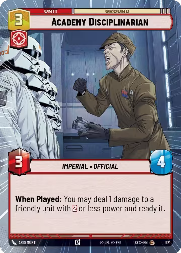 Academy Disciplinarian (Hyperspace Foil) (921), Secrets of Power — Star Wars card price