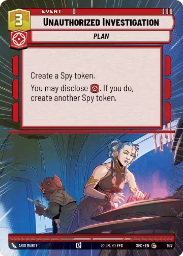 Unauthorized Investigation (Hyperspace Foil) (937), Secrets of Power — Star Wars card price