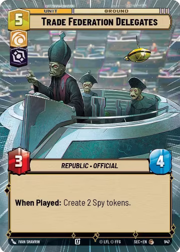 Trade Federation Delegates (Hyperspace Foil) (947), Secrets of Power — Star Wars card price