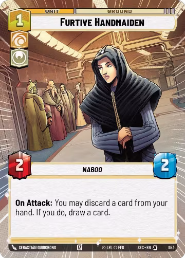 Furtive Handmaiden (Hyperspace Foil) (953), Secrets of Power — Star Wars card price