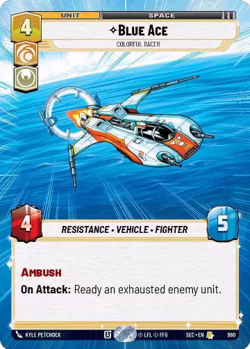 Blue Ace - Colorful Racer (Hyperspace Foil) (960), Secrets of Power — Star Wars card price