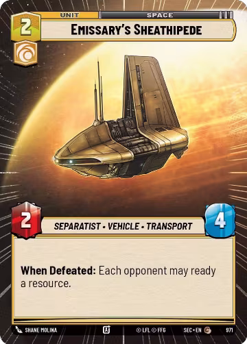 Emissary's Sheathipede (Hyperspace Foil) (971), Secrets of Power — Star Wars card price