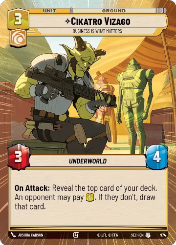Cikatro Vizago - Business is What Matters (Hyperspace Foil) (974), Secrets of Power — Star Wars card price