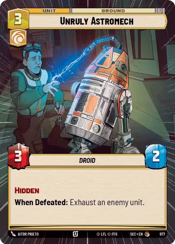 Unruly Astromech (Hyperspace Foil) (977), Secrets of Power — Star Wars card price