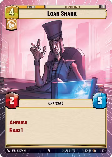 Loan Shark (Hyperspace Foil) (978), Secrets of Power — Star Wars card price
