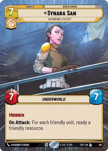 Synara San - Harboring a Secret (Hyperspace Foil) (981), Secrets of Power — Star Wars card price