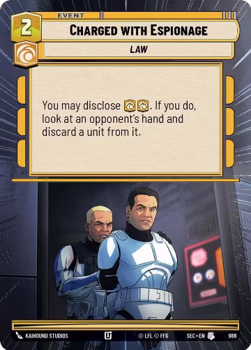 Charged with Espionage (Hyperspace Foil) (986), Secrets of Power — Star Wars card price