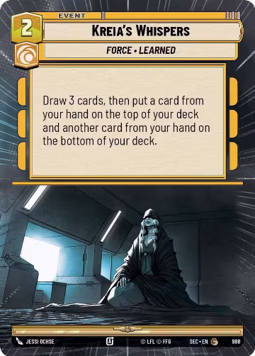 Kreia's Whispers (Hyperspace Foil) (988), Secrets of Power — Star Wars card price