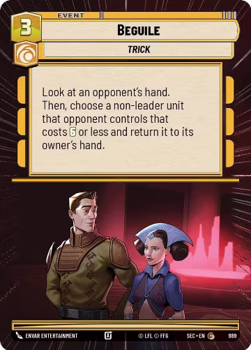 Beguile (Hyperspace Foil) (989), Secrets of Power — Star Wars card price