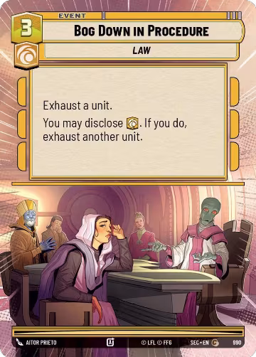 Bog Down in Procedure (Hyperspace Foil) (990), Secrets of Power — Star Wars card price