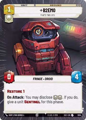 B2EMO - That's Two Lies (Hyperspace Foil) (1004), Secrets of Power — Star Wars card price