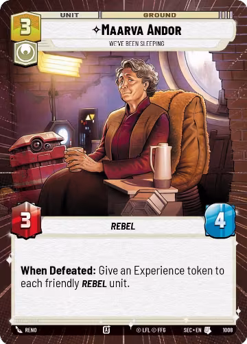 Maarva Andor - We've Been Sleeping (Hyperspace Foil) (1008), Secrets of Power — Star Wars card price