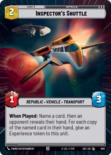 Inspector's Shuttle (Hyperspace Foil) (1016), Secrets of Power — Star Wars card price