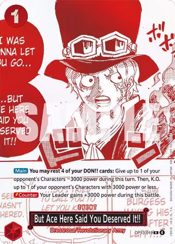 But Ace Here Said You Deserved It!! (3rd Anniversary Treasure Campaign Pack) (OP13-019), One Piece Promotion Cards — One Piece card price