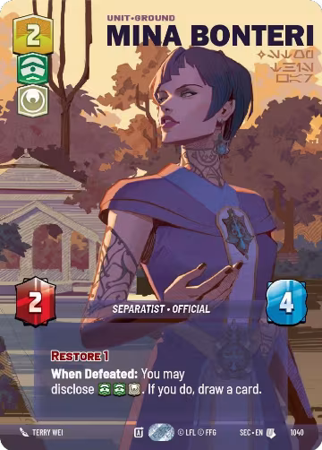 Mina Bonteri - Stop This War (Prestige) (1040), Secrets of Power — Star Wars card price