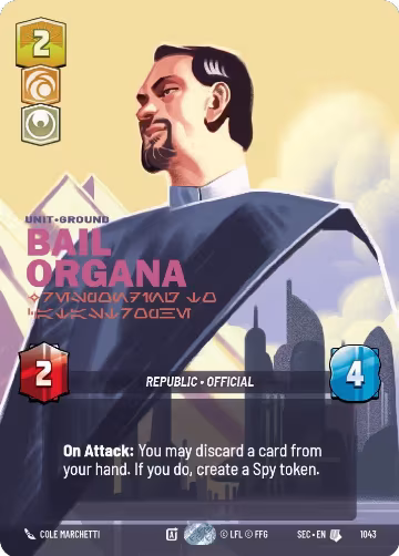 Bail Organa - Responding to Catastrophe (Prestige) (1043), Secrets of Power — Star Wars card price