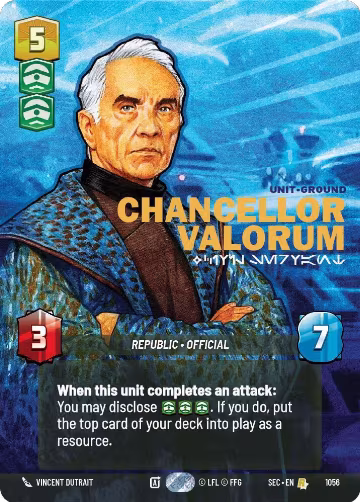 Chancellor Valorum - Civil Servant (Prestige) (1056), Secrets of Power — Star Wars card price