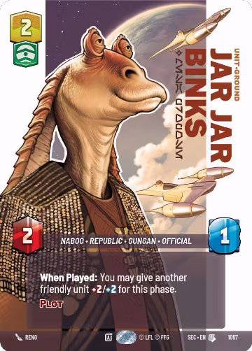 Jar Jar Binks - Mesa Propose (Prestige) (1057), Secrets of Power — Star Wars card price