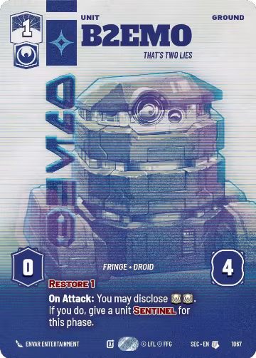 B2EMO - That's Two Lies (Prestige) (1067), Secrets of Power — Star Wars card price