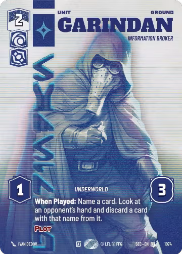 Garindan - Information Broker (Prestige) (1074), Secrets of Power — Star Wars card price