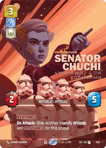 Senator Chuchi - Voice for the Voiceless (Prestige Foil) (1082), Secrets of Power — Star Wars card price