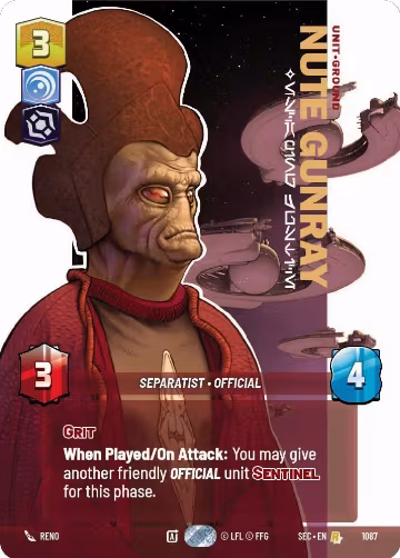 Nute Gunray - Escaping Justice (Prestige Foil) (1087), Secrets of Power — Star Wars card price