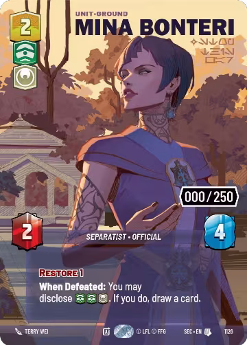 Mina Bonteri - Stop This War (Serialized) (1126), Secrets of Power — Star Wars card price