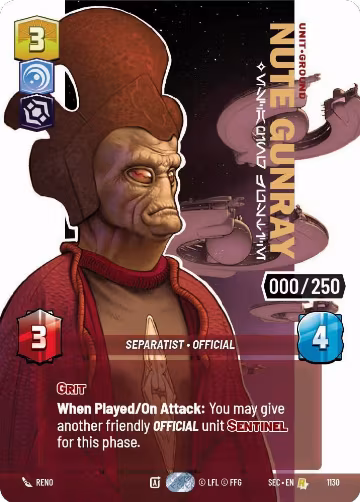 Nute Gunray - Escaping Justice (Serialized) (1130), Secrets of Power — Star Wars card price