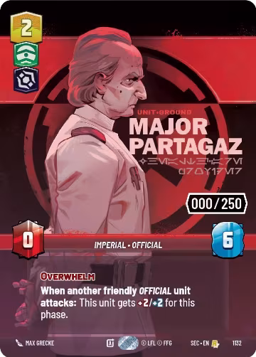 Major Partagaz - Healthcare Provider (Serialized) (1132), Secrets of Power — Star Wars card price