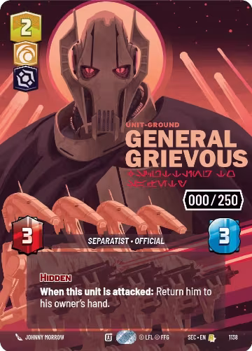 General Grievous - Scuttling to Safety (Serialized) (1138), Secrets of Power — Star Wars card price