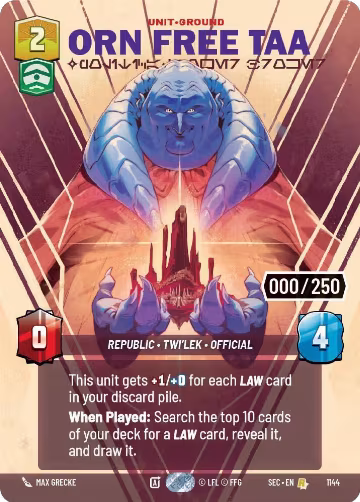 Orn Free Taa - Political Power Broker (Serialized) (1144), Secrets of Power — Star Wars card price