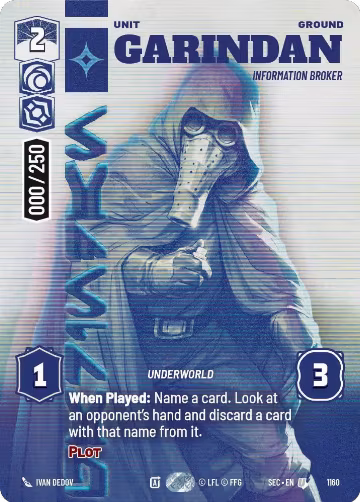 Garindan - Information Broker (Serialized) (1160), Secrets of Power — Star Wars card price