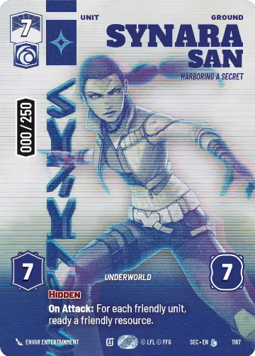 Synara San - Harboring a Secret (Serialized) (1167), Secrets of Power — Star Wars card price