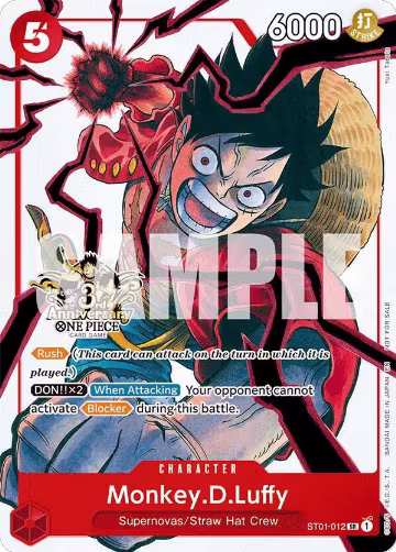 Monkey.D.Luffy - ST01-012 (3rd Anniversary Tournament 3 Brothers Pack) (ST01-012), Carrying On His Will: 3rd Anniversary Tournament Cards — One Piece card price