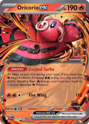 Oricorio ex - 018/094 (018/094), Phantasmal Flames — Pokémon card price