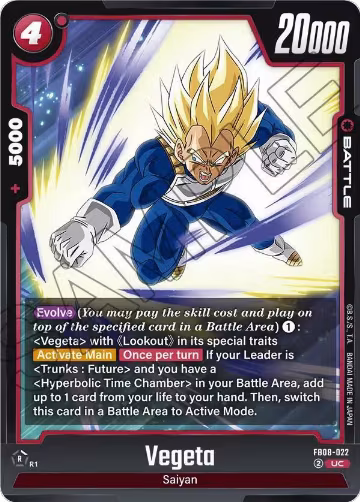 Vegeta - FB08-022 (FB08-022), Saiyan's Pride — DB Fusion card price