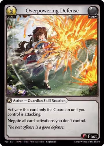Overpowering Defense (118), Promotional Cards — Grand Archive card price